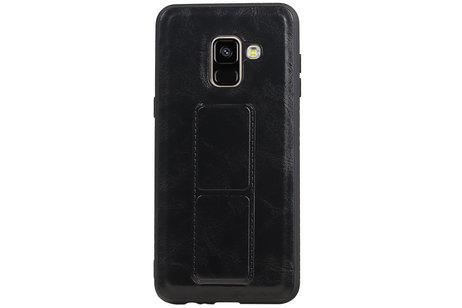 BAOHU Grip Stand Hardcase Backcover - Telefoonhoesje - Achterkant Hoesje - Geschikt voor Samsung Galaxy A8 (2018) - Zwart