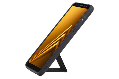 Grip Stand Hardcase Backcover - Telefoonhoesje - Achterkant Hoesje - Geschikt voor Samsung Galaxy A8 (2018) - Zwart