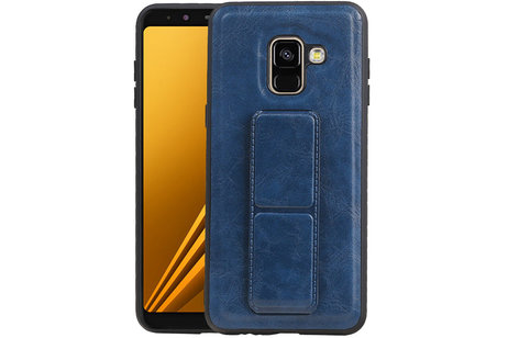 BAOHU Grip Stand Hardcase Backcover - Telefoonhoesje - Achterkant Hoesje - Geschikt voor Samsung Galaxy A8 (2018) - Blauw