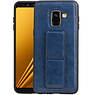 Grip Stand Hardcase Backcover Samsung Galaxy A8 (2018) Blauw