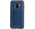 Grip Stand Hardcase Backcover - Telefoonhoesje - Achterkant Hoesje - Geschikt voor Samsung Galaxy A8 (2018) - Blauw