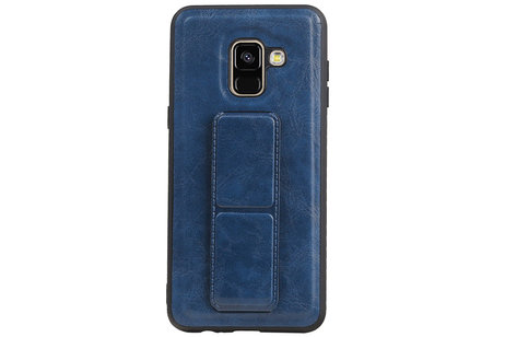 BAOHU Grip Stand Hardcase Backcover - Telefoonhoesje - Achterkant Hoesje - Geschikt voor Samsung Galaxy A8 (2018) - Blauw