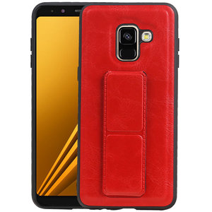 Grip Stand Hardcase Backcover - Telefoonhoesje - Achterkant Hoesje - Geschikt voor Samsung Galaxy A8 (2018) - Rood