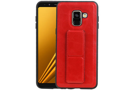 Grip Stand Hardcase Backcover - Telefoonhoesje - Achterkant Hoesje - Geschikt voor Samsung Galaxy A8 (2018) - Rood