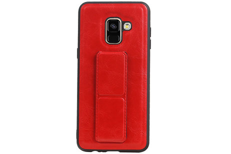 Grip Stand Hardcase Backcover - Telefoonhoesje - Achterkant Hoesje - Geschikt voor Samsung Galaxy A8 (2018) - Rood