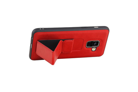 Grip Stand Hardcase Backcover - Telefoonhoesje - Achterkant Hoesje - Geschikt voor Samsung Galaxy A8 (2018) - Rood