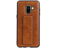 BAOHU Grip Stand Hardcase Backcover - Telefoonhoesje - Achterkant Hoesje - Geschikt voor Samsung Galaxy A8 (2018) - Bruin