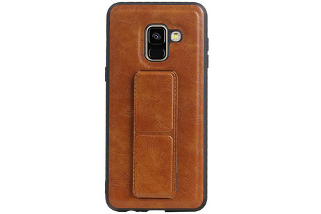 BAOHU Grip Stand Hardcase Backcover - Telefoonhoesje - Achterkant Hoesje - Geschikt voor Samsung Galaxy A8 (2018) - Bruin