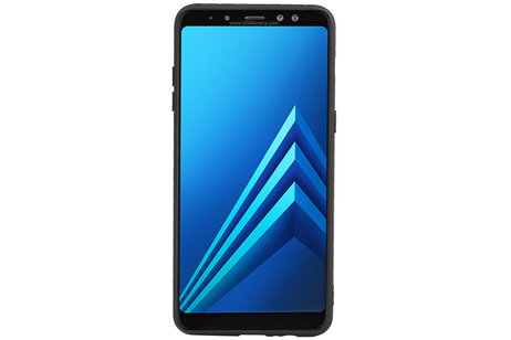 Grip Stand Hardcase Backcover - Telefoonhoesje - Achterkant Hoesje - Geschikt voor Samsung Galaxy A8 Plus - Zwart