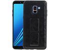 BAOHU Grip Stand Hardcase Backcover - Telefoonhoesje - Achterkant Hoesje - Geschikt voor Samsung Galaxy A8 Plus - Zwart