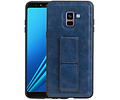 BAOHU Grip Stand Hardcase Backcover - Telefoonhoesje - Achterkant Hoesje - Geschikt voor Samsung Galaxy A8 Plus - Blauw