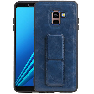BAOHU Grip Stand Hardcase Backcover - Telefoonhoesje - Achterkant Hoesje - Geschikt voor Samsung Galaxy A8 Plus - Blauw