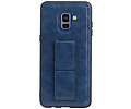 BAOHU Grip Stand Hardcase Backcover - Telefoonhoesje - Achterkant Hoesje - Geschikt voor Samsung Galaxy A8 Plus - Blauw