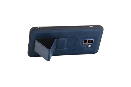 Grip Stand Hardcase Backcover - Telefoonhoesje - Achterkant Hoesje - Geschikt voor Samsung Galaxy A8 Plus - Blauw