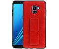 Grip Stand Hardcase Backcover - Telefoonhoesje - Achterkant Hoesje - Geschikt voor Samsung Galaxy A8 Plus - Rood