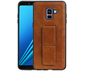 BAOHU Grip Stand Hardcase Backcover - Telefoonhoesje - Achterkant Hoesje - Geschikt voor Samsung Galaxy A8 Plus - Bruin