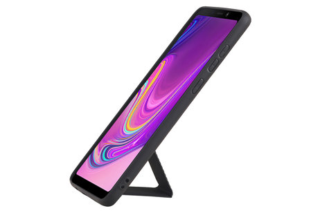 Grip Stand Hardcase Backcover - Telefoonhoesje - Achterkant Hoesje - Geschikt voor Samsung Galaxy A9 (2018) - Zwart