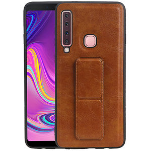 Grip Stand Hardcase Backcover - Telefoonhoesje - Achterkant Hoesje - Geschikt voor Samsung Galaxy A9 (2018) - Bruin