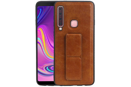 Grip Stand Hardcase Backcover - Telefoonhoesje - Achterkant Hoesje - Geschikt voor Samsung Galaxy A9 (2018) - Bruin