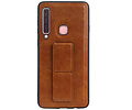 Grip Stand Hardcase Backcover - Telefoonhoesje - Achterkant Hoesje - Geschikt voor Samsung Galaxy A9 (2018) - Bruin