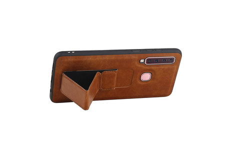 Grip Stand Hardcase Backcover - Telefoonhoesje - Achterkant Hoesje - Geschikt voor Samsung Galaxy A9 (2018) - Bruin