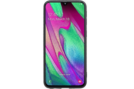 BAOHU Grip Stand Hardcase Backcover - Telefoonhoesje - Achterkant Hoesje - Geschikt voor Samsung Galaxy A40 - Zwart
