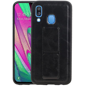 BAOHU Grip Stand Hardcase Backcover - Telefoonhoesje - Achterkant Hoesje - Geschikt voor Samsung Galaxy A40 - Zwart