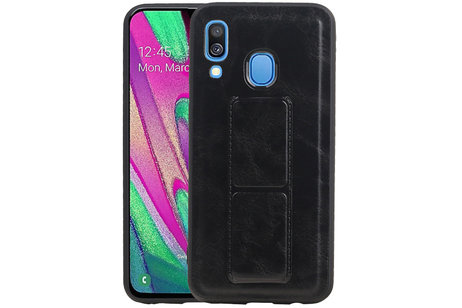 Grip Stand Hardcase Backcover - Telefoonhoesje - Achterkant Hoesje - Geschikt voor Samsung Galaxy A40 - Zwart