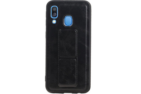 BAOHU Grip Stand Hardcase Backcover - Telefoonhoesje - Achterkant Hoesje - Geschikt voor Samsung Galaxy A40 - Zwart