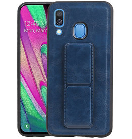 Grip Stand Hardcase Backcover Samsung Galaxy A40 Blauw