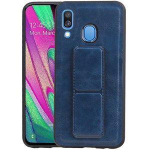Grip Stand Hardcase Backcover - Telefoonhoesje - Achterkant Hoesje - Geschikt voor Samsung Galaxy A40 - Blauw