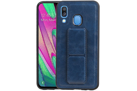 BAOHU Grip Stand Hardcase Backcover - Telefoonhoesje - Achterkant Hoesje - Geschikt voor Samsung Galaxy A40 - Blauw