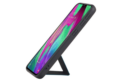 Grip Stand Hardcase Backcover - Telefoonhoesje - Achterkant Hoesje - Geschikt voor Samsung Galaxy A40 - Blauw
