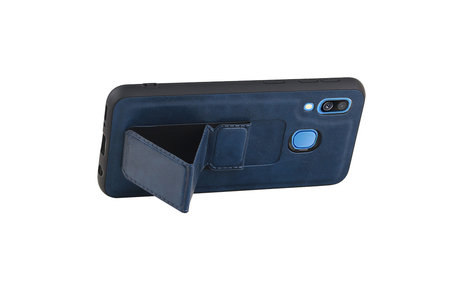 Grip Stand Hardcase Backcover - Telefoonhoesje - Achterkant Hoesje - Geschikt voor Samsung Galaxy A40 - Blauw