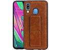 BAOHU Grip Stand Hardcase Backcover - Telefoonhoesje - Achterkant Hoesje - Geschikt voor Samsung Galaxy A40 - Bruin