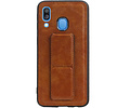 BAOHU Grip Stand Hardcase Backcover - Telefoonhoesje - Achterkant Hoesje - Geschikt voor Samsung Galaxy A40 - Bruin