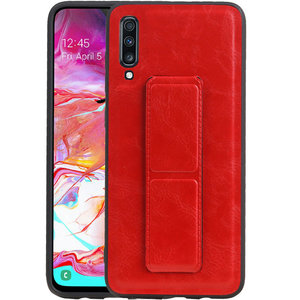 Grip Stand Hardcase Backcover - Telefoonhoesje - Achterkant Hoesje - Geschikt voor Samsung Galaxy A70 - Rood