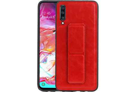 Grip Stand Hardcase Backcover - Telefoonhoesje - Achterkant Hoesje - Geschikt voor Samsung Galaxy A70 - Rood