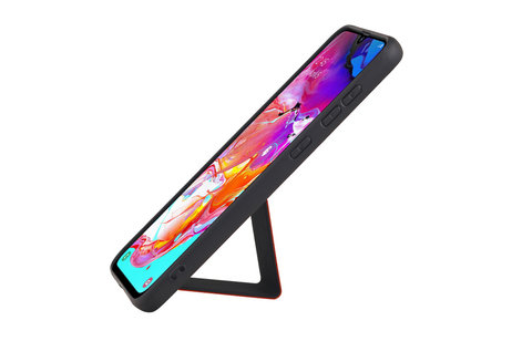 Grip Stand Hardcase Backcover - Telefoonhoesje - Achterkant Hoesje - Geschikt voor Samsung Galaxy A70 - Rood