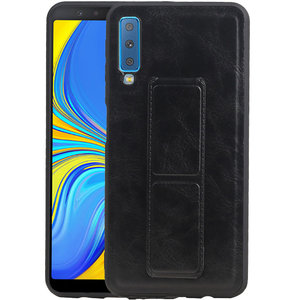 Grip Stand Hardcase Backcover - Telefoonhoesje - Achterkant Hoesje - Geschikt voor Samsung Galaxy A7 (2018) - Zwart