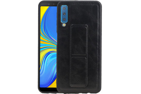 Grip Stand Hardcase Backcover - Telefoonhoesje - Achterkant Hoesje - Geschikt voor Samsung Galaxy A7 (2018) - Zwart