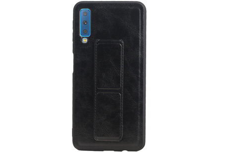 BAOHU Grip Stand Hardcase Backcover - Telefoonhoesje - Achterkant Hoesje - Geschikt voor Samsung Galaxy A7 (2018) - Zwart