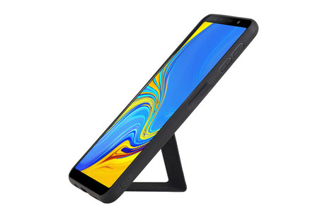 Grip Stand Hardcase Backcover - Telefoonhoesje - Achterkant Hoesje - Geschikt voor Samsung Galaxy A7 (2018) - Zwart