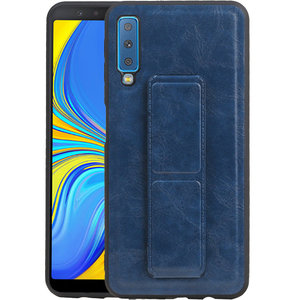 Grip Stand Hardcase Backcover - Telefoonhoesje - Achterkant Hoesje - Geschikt voor Samsung Galaxy A7 (2018) - Blauw