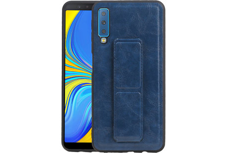 Grip Stand Hardcase Backcover - Telefoonhoesje - Achterkant Hoesje - Geschikt voor Samsung Galaxy A7 (2018) - Blauw