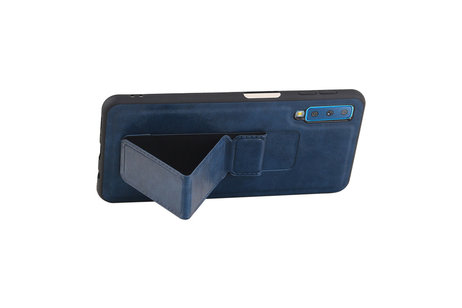 Grip Stand Hardcase Backcover - Telefoonhoesje - Achterkant Hoesje - Geschikt voor Samsung Galaxy A7 (2018) - Blauw