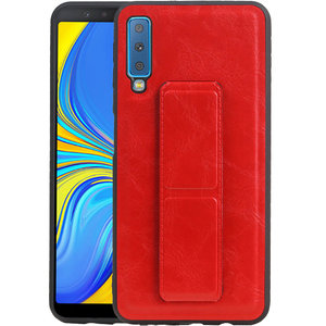 Grip Stand Hardcase Backcover - Telefoonhoesje - Achterkant Hoesje - Geschikt voor Samsung Galaxy A7 (2018) - Rood