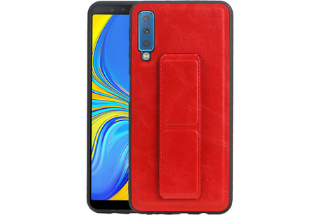 Grip Stand Hardcase Backcover - Telefoonhoesje - Achterkant Hoesje - Geschikt voor Samsung Galaxy A7 (2018) - Rood