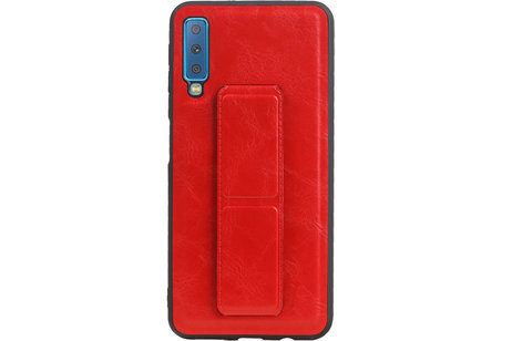 Grip Stand Hardcase Backcover - Telefoonhoesje - Achterkant Hoesje - Geschikt voor Samsung Galaxy A7 (2018) - Rood