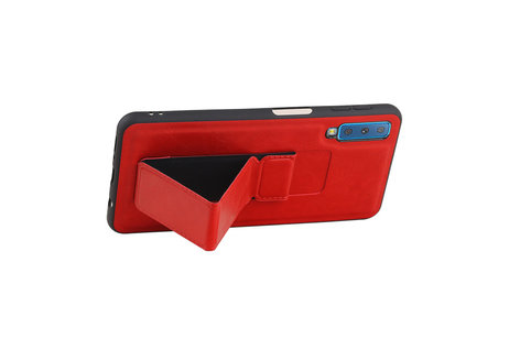 Grip Stand Hardcase Backcover - Telefoonhoesje - Achterkant Hoesje - Geschikt voor Samsung Galaxy A7 (2018) - Rood